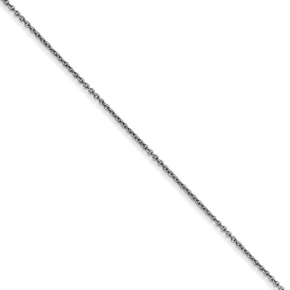 0.75mm 14k White Gold Cable Chain Necklace 18 Inch
